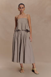 Mae A-Line Midi Skirt - Pebble Brown